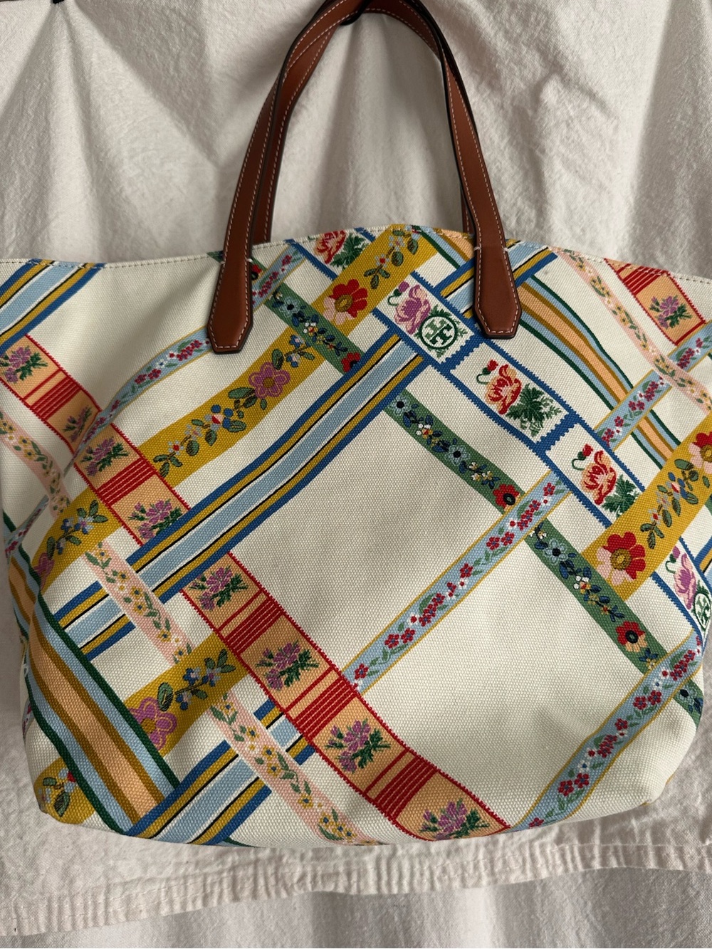 Tory Burch Canvas Tote Ribbon Weave - Picture 7 of 7